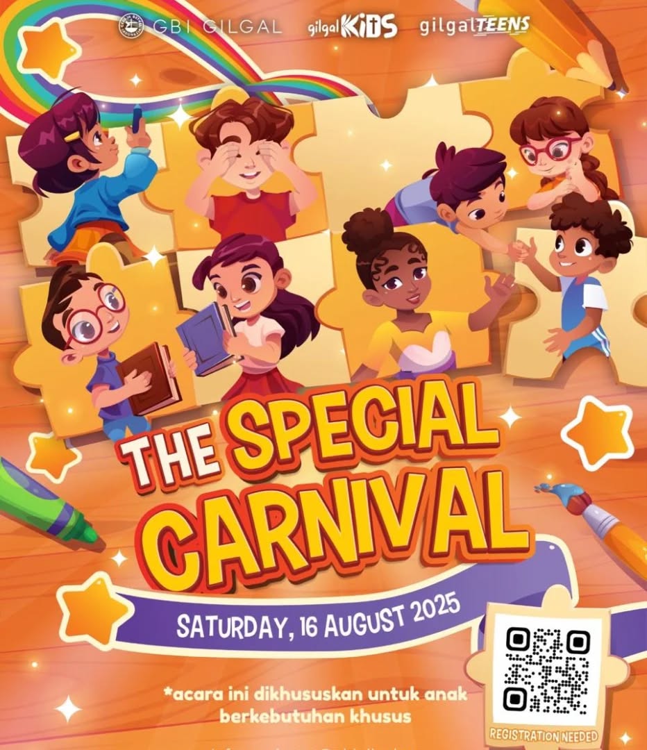 Halo, semuanya!
Salam hangat dari CMC Learning Tree!
Kali ini kami mau berbagi info tentang acara The Special Carnaval. Simak info berikut ini ya...
Hai Parents,
Gilgal Kids dan Gilgal Teens akan mengadakan acara *"The Special Carnival"* pada tanggal 16 Agustus 2025.
*The Special Carnival* adalah sebuah acara yang dirancang untuk anak-anak berkebutuhan khusus berusia 6-13 tahun yang berharga di mata Tuhan.
Klasifikasi anak berkebutuhan khusus yang dapat mengikuti acara : 
- ADHD
- Autism
- Down Syndrome
- Hambatan Fisik (motorik)
- Terminal illness (tidak menular)
- SPD
- Cerebral Palsy
Pendaftaran dapat dilakukan melalui link
https://carnival.gbigilgal.org/
Kami encourage agar orang tua dapat mendampingi anak di dalam acara *The Special Carnival*.
Mari daftarkan anak untuk ikut serta dalam acara *The Special Carnival*.
See you!
#tumbuhkembang #cmclearningtreemeruya 
#psikologi #okupasiterapipediatri#fisioterapianak #specialeducation #bertumbuhdanmengoptimalkanpotensi